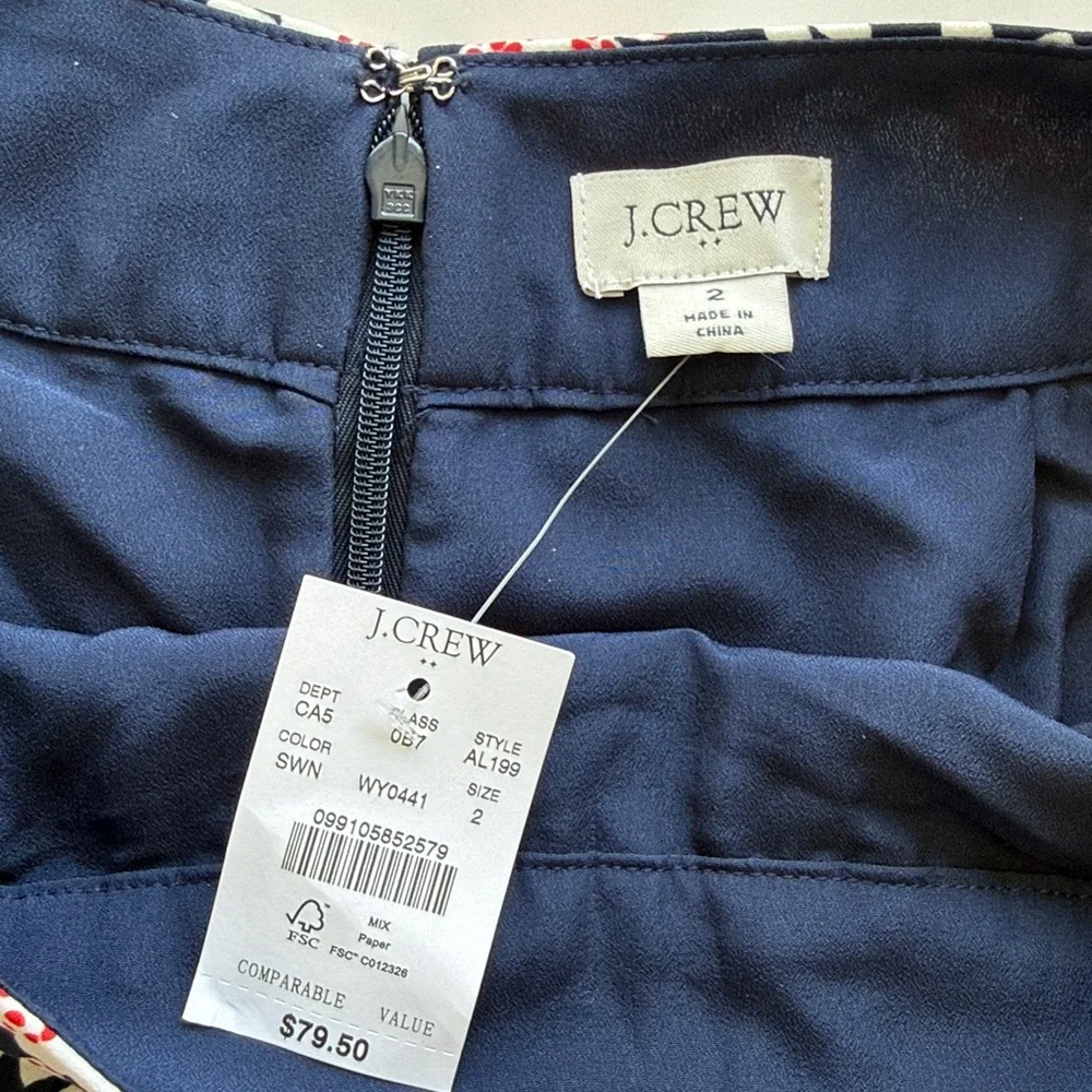 NWT Floral pleated mini skirt navy, red & white j.crew 2